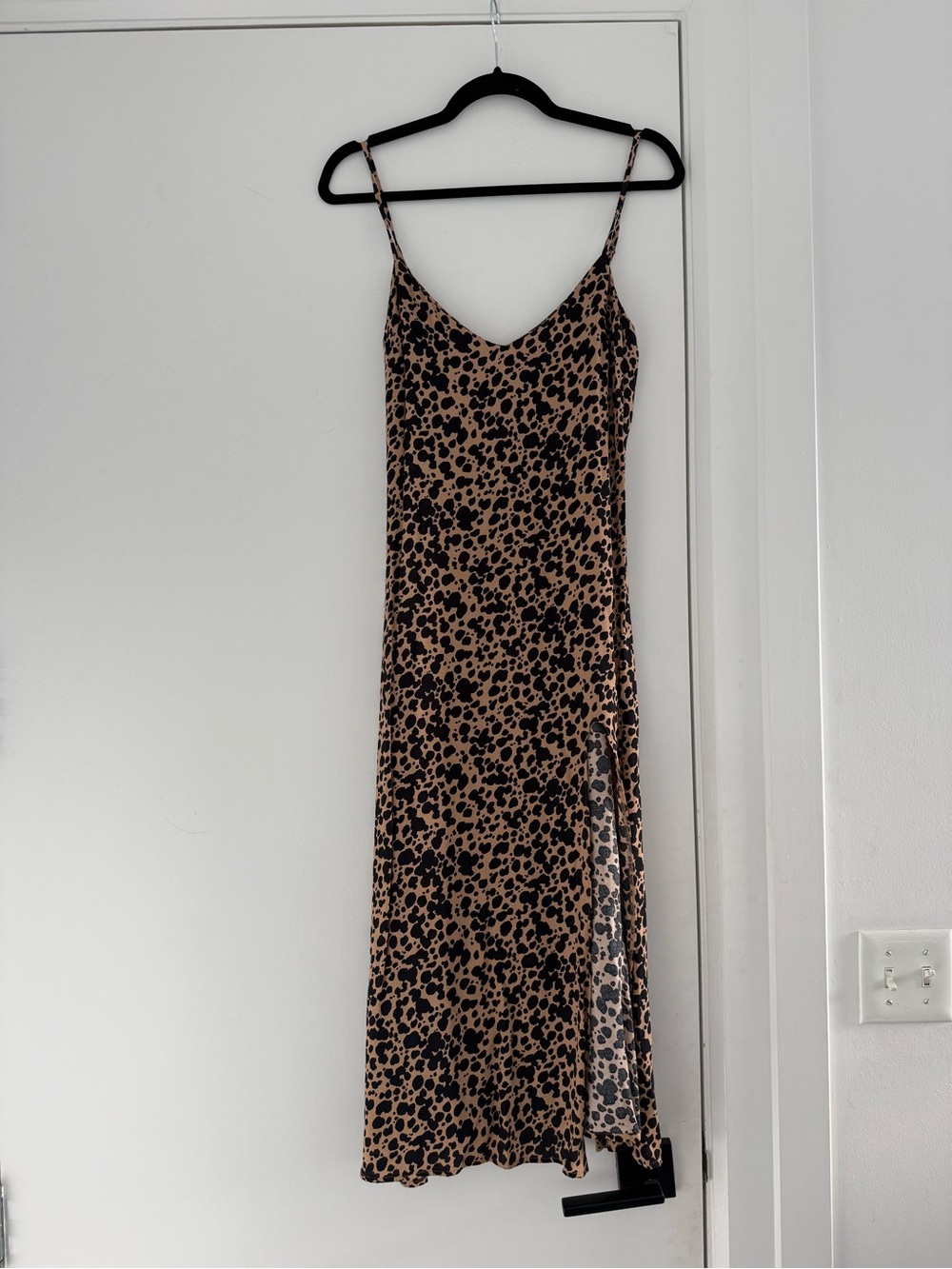 Reformation Leopard-Print Slip Maxi Dress in Tan and Black